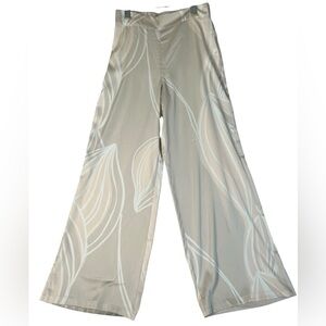 Joie Wide Leg Satin Flowy Palazzo Pants Size Small Abstract Floral Print Cream